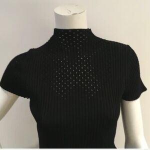 Maje maestry black mock neck short sleeve blouse